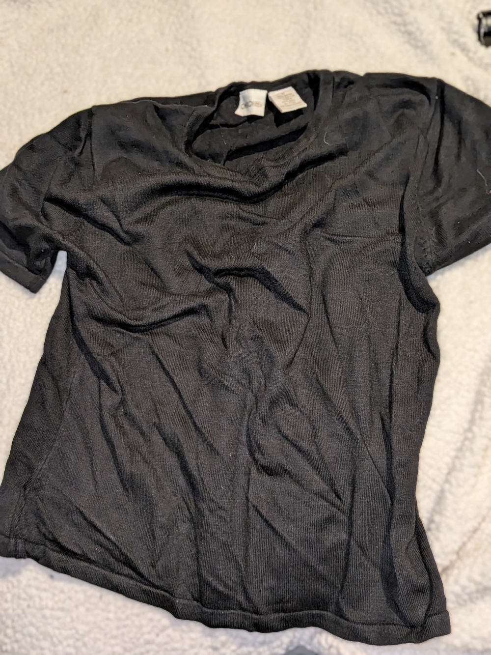 Cherokee Black Ribbed Short Sleeve Tee